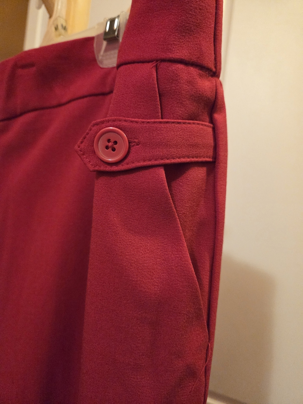 Susan Graver Ruby Red Crop Pant with Side Button Detail - Picture 4 of 7
